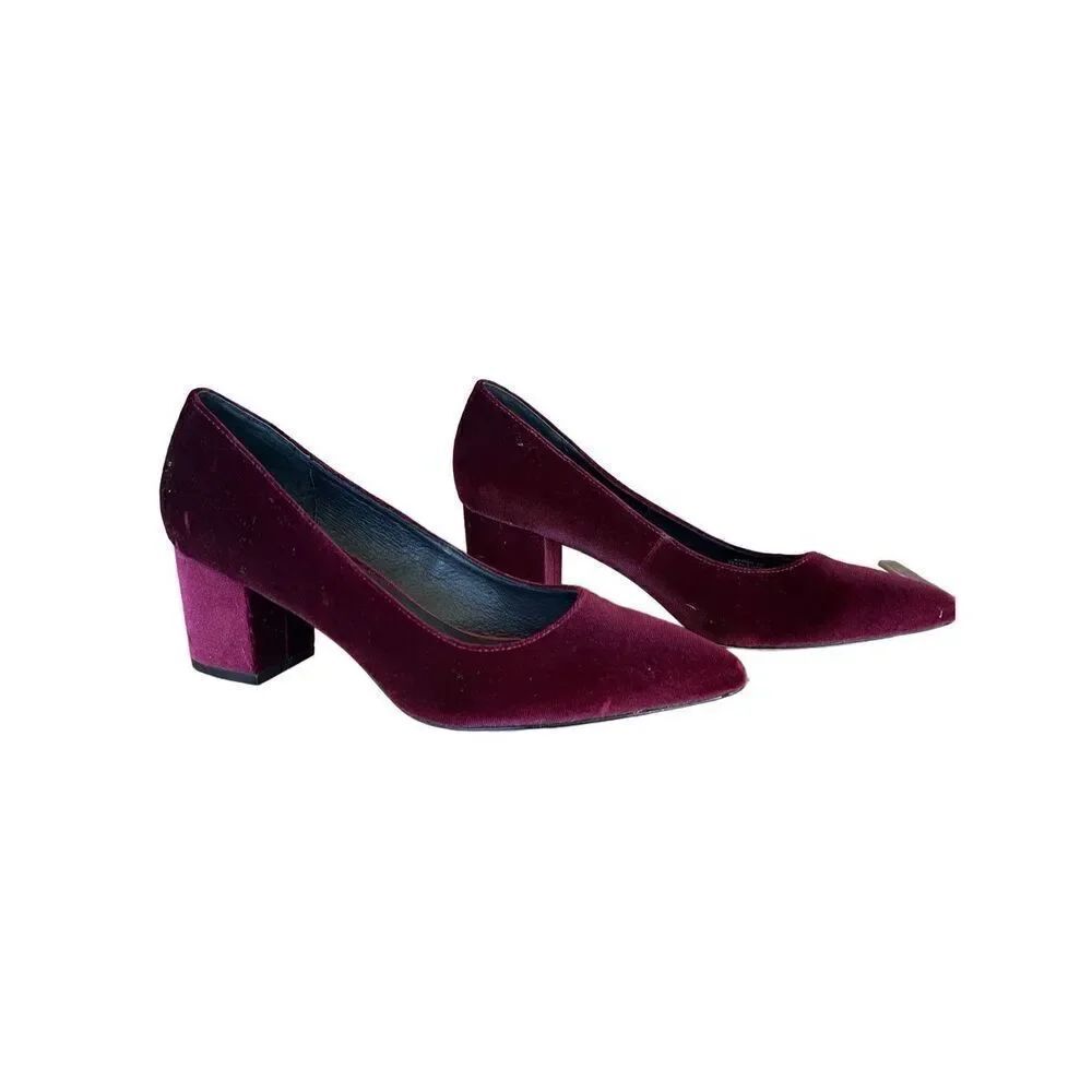 Steven By Steve Madden Purple Velvet Slip On Pointed Toe Block Heel Pump Size 8M